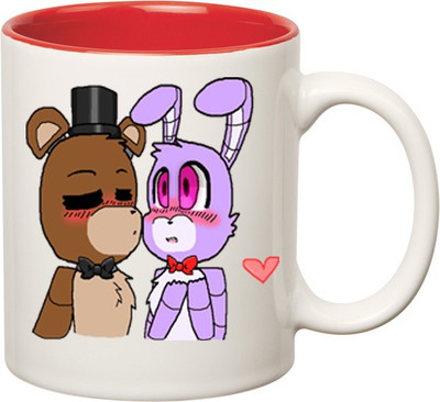 

Huppme Couple Kiss Inner Red Ceramic Mug(350 ml), Red;white