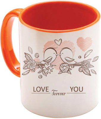 

SKY TRENDS Valentine Gift for Girlfriend Love Printed I Love U Forever Perfect for Her Him Wife Fiance Anniversary And Birthday STGD143 Ceramic Mug(325 ml), Orange