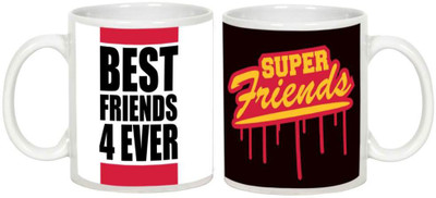 

AllUPrints Friendship Day Gifts - Gift For Friend (Design 5) Ceramic Mug(325 ml, Pack of 2), White
