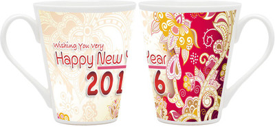 

Homesogood New Year Decoration Ceramic Mug(355 ml, Pack of 2)