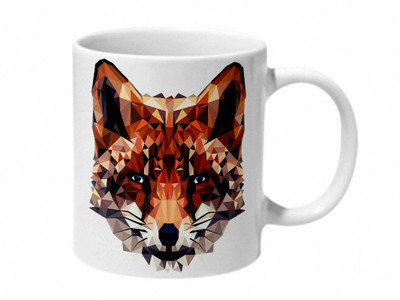 Mooch Wale Geometric Fox Art Ceramic Coffee Mug(325 ml)