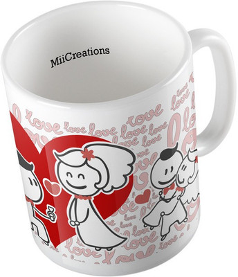 

MiiCreations Printed Valentine Day Ceramic Mug(325 ml), Multicolor