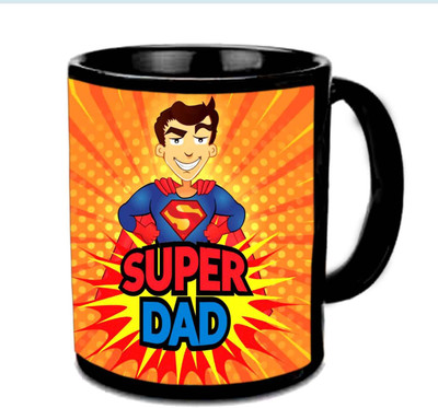 

Raj Laxmi Super Dad Multicolor Ceramic Mug(350 ml), Black