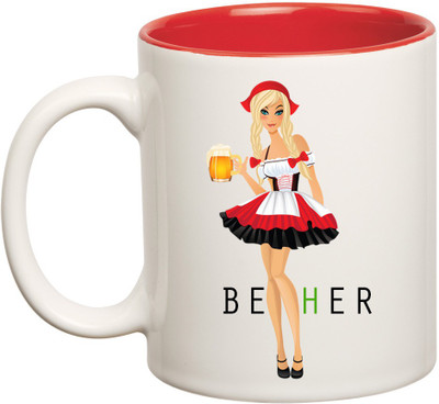 

HuppmeGift Be Her Inner Red Ceramic Mug(350 ml), Red;white