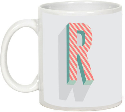 

AllUPrints Retro Design Alphabet Letters "R" Ceramic Mug(325 ml), White