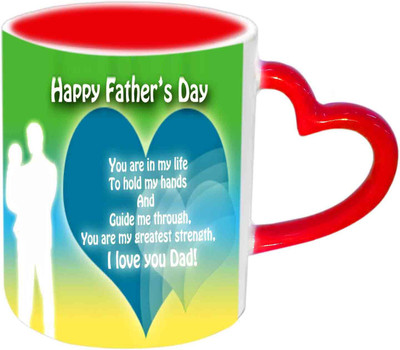

Raj Laxmi Very Nice Quote About Fathers Day Red Heart Handle Ceramic Mug(350 ml)