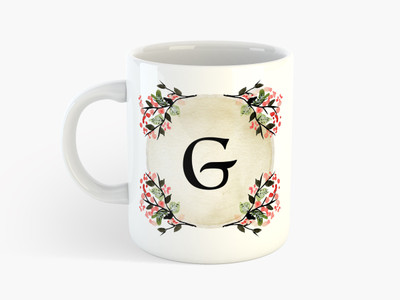 

Deeher Gifts 'F' Name Initials Ceramic Mug(350 ml), Multicolor