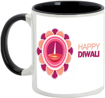

AllUPrints Gifts For Deepawali - Prosperous Happy Diwali Design 4 Ceramic Mug(325 ml), Black