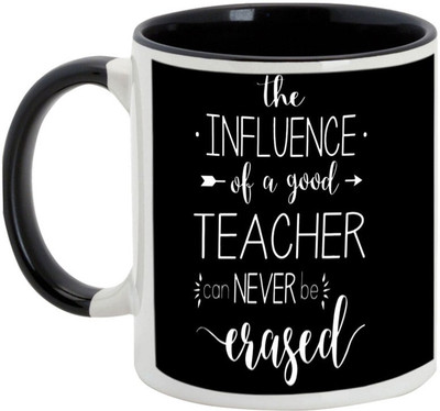 

AllUPrints Teachers Day Gifts - The Influence Of A Good Ceramic Mug(325 ml), Black