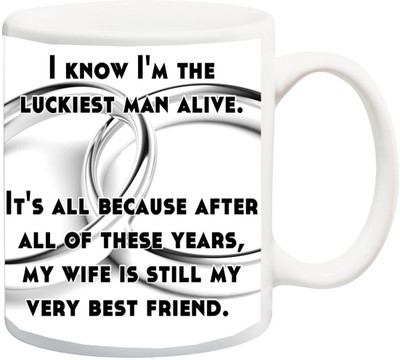 

ME&YOU Gift for Valentine's Day/Anniversary;My Wife is Best Friend Printed Ceramic Mug(325 ml), Multicolor
