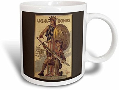 

3dRose mug_149392_1 Vintage USA Bonds Third Liberty Loan Campaign Boy Scouts of America Ceramic, 11-Ounce Ceramic Mug(60 ml), Multicolor