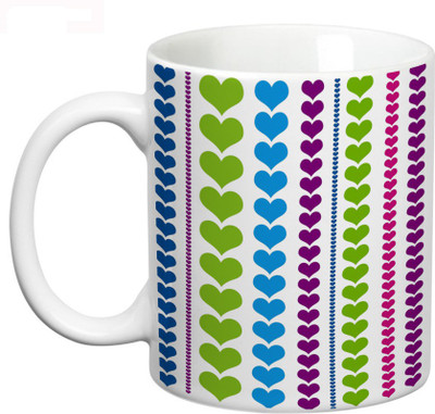 

Prithish Hearts Design 7 Ceramic Mug(330 ml), Multicolor