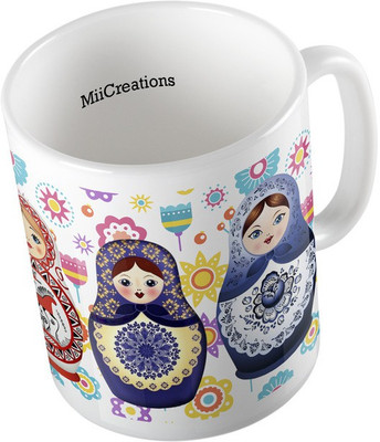 

MiiCreations Printed Russian Dolls Ceramic Mug(325 ml), Multicolor