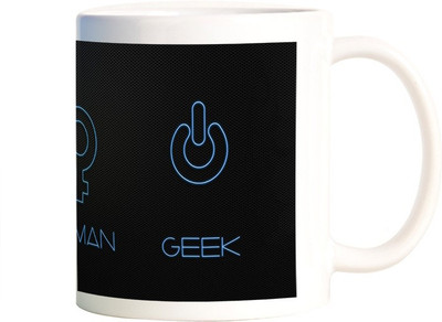 

Rangeele Inkers Man Woman Geek Ceramic Mug(300 ml), Multicolor