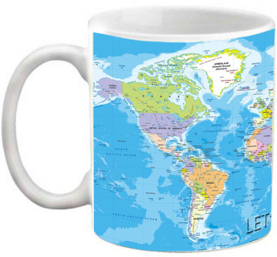 

EFW Lets Put Us On The Map Printed Coffee Ceramic Mug(325 ml), White