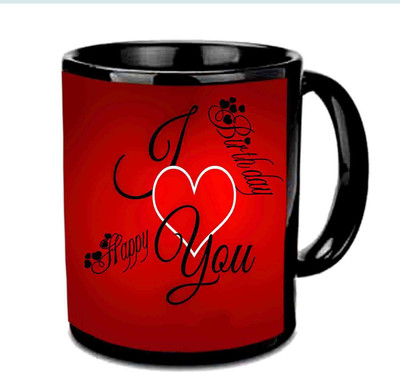 

Raj Laxmi I Love U Happy B'day Black Ceramic Mug(3.5 ml)