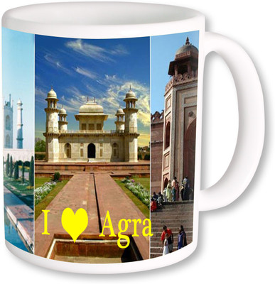 

PhotogiftsIndia I Love Agra With Collarge Ceramic Mug(325 ml), Multicolor