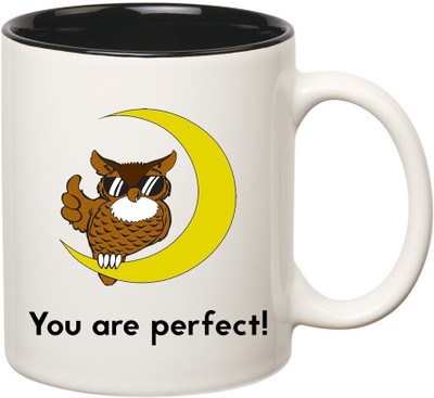 

HuppmeGift Perfect Inner Black Ceramic Mug(350 ml), Black;white