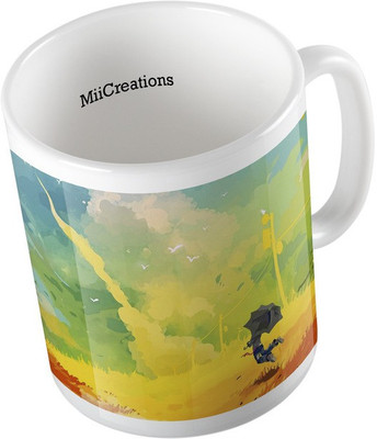 

MiiCreations Printed Colourful Watercolor Painatings Ceramic Mug(325 ml), Multicolor