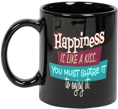 

Prithish Happiness Is Like A Kiss Black Ceramic Mug(330 ml)