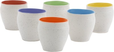 KITTENS Pack of 6 Ceramic White 6 Color Kullhars(Multicolor)