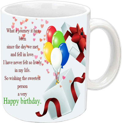 

Raj Laxmi 5 balloons lovers b'day white mug Ceramic Mug(350 ml)