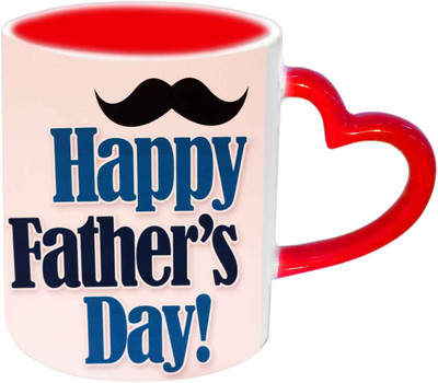 

Raj Laxmi Cool Design For Fathers Day Red Heart Handle Ceramic Mug(350 ml)
