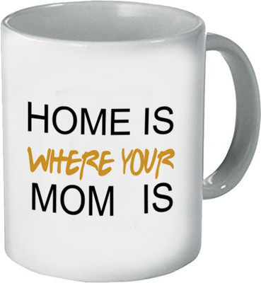 

DESIGNER CASES Home is….Mom is White Plain Coffee Ceramic Mug(320 ml), Multicolor