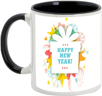 

AllUPrints Christmas And New Year Party Ceramic Mug(325 ml), Black