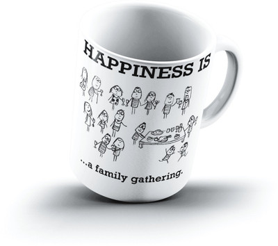 

Ucard Happiness Is2166 Bone China, Ceramic, Porcelain Mug(325 ml), Multicolor