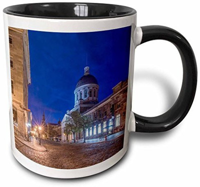 

3dRose mug_207700_4 Canada, Quebec, Montreal, Old Montreal at Dawn Two Tone Black, 11 oz, Black/White Ceramic Mug(60 ml), Multicolor