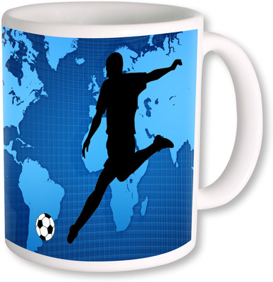 

PhotogiftsIndia Player With Soccer On World Atlas Sports Ceramic Mug(325 ml), Multicolor