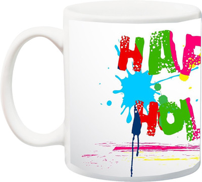 

ME&YOU Gift for Holi;Colorfull Happy Holee Printed Ceramic Mug(325 ml), Multicolor