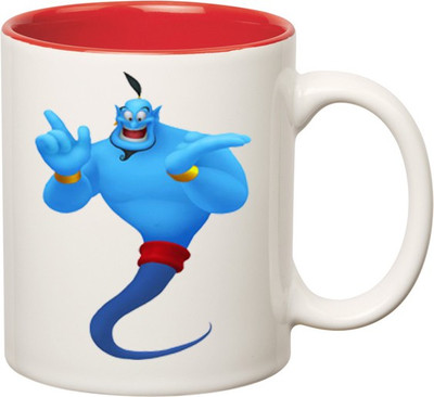 

HuppmeGift Aladin Jinnie Inner Red Ceramic Mug(350 ml), Red;white