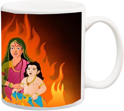 

ME&YOU Gift for Holi;Holeeka Dahan HD printed Ceramic Mug(325 ml), Multicolor