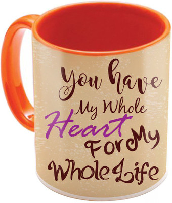 

SKY TRENDS Valentine Gift for Girlfriend Love Printed I Love U Forever Perfect for Her Him Wife Fiance Anniversary And Birthday STGD236 Ceramic Mug(325 ml), Orange