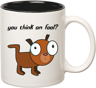 

HuppmeGift Fool Inner Black Ceramic Mug(350 ml), Black;white
