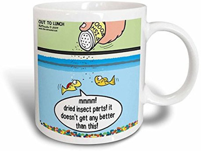 

3dRose Fish Food Life in An Aquarium Ceramic, 11 oz, White Ceramic Mug(60 ml), Multicolor