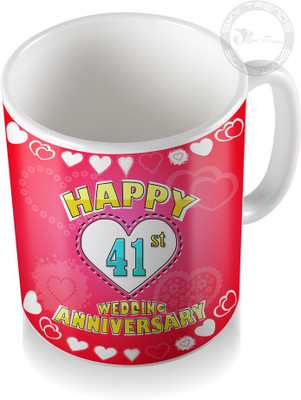 

SKY TRENDS 41st Happy Wedding Anniversary Coffee Ceramic Mug(320 ml), White