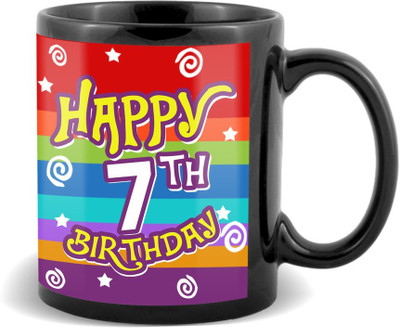 

SKY TRENDS Happy 7th Birthday Black Coffee Ceramic Mug(320 ml)