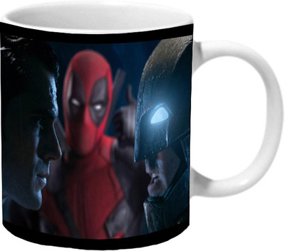 

Mooch Wale Batman Vs Superman And Deadpool Ceramic Mug(325 ml), Multicolor
