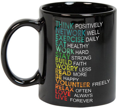 

Prithish Think Positively..Live Forever Black Ceramic Mug(330 ml), Multicolor