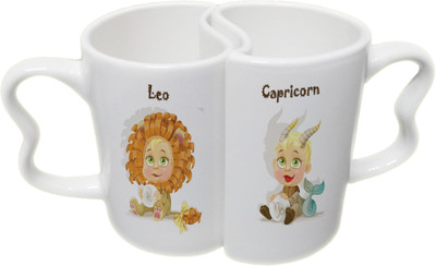 

Ucard Leo and Capricorn Zodiac Sign Couple Bone China, Ceramic, Porcelain Mug(325 ml), Multicolor