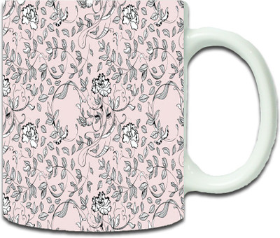 

Maison N Mode Pink Pattern Coffee Ceramic Mug(330 ml), Multicolor