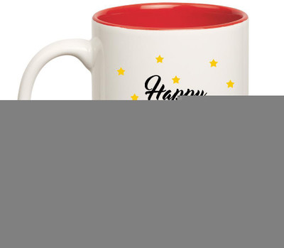

Huppme Happy Birthday Idrina Inner Red Ceramic Mug(350 ml), Red;white