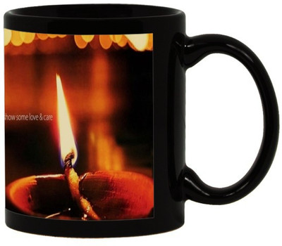 Lolprint 103 Diwali Gift Black Ceramic Mug(325 ml)