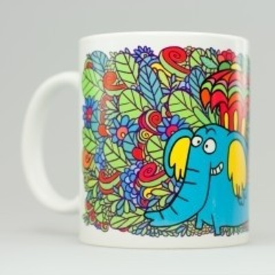 

Chumbak Jungle Elephant Ceramic Mug, Multicolor