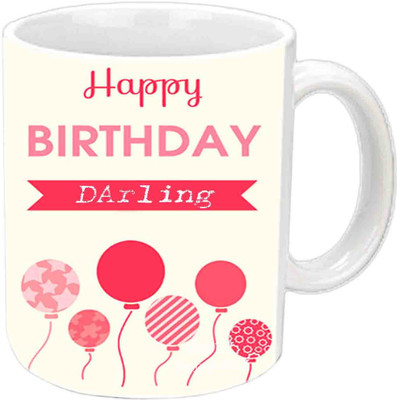 

Raj Laxmi Balloons Design Happy B'day White Ceramic Mug(3.5 ml)