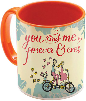 

SKY TRENDS Valentine Gift for Girlfriend Love Printed I Love U Forever Perfect for Her Him Wife Fiance Anniversary And Birthday STGD123 Ceramic Mug(325 ml), Orange