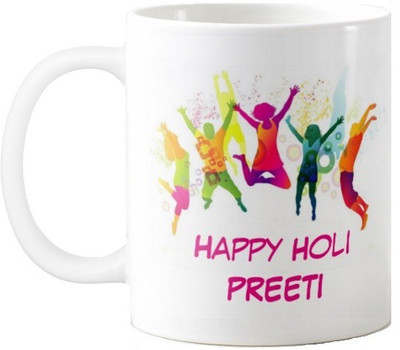 

Exoctic Silver Happy Holi Preeti Series001 Ceramic Mug(330 ml), Multicolor